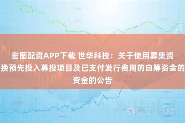 宏图配资APP下载 世华科技：关于使用募集资金置换预先投入募投项目及已支付发行费用的自筹资金的公告