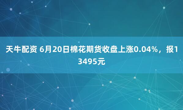 天牛配资 6月20日棉花期货收盘上涨0.04%，报13495元